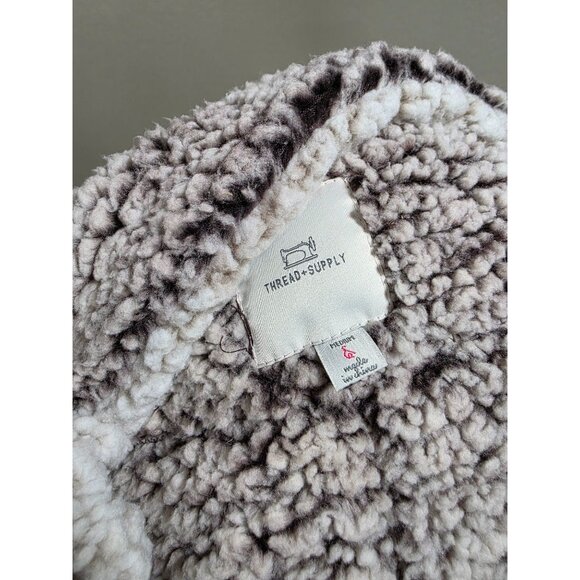 Thread & Supply Womens Sherpa Zip-Up Vest Medium 100% Polyester Brown - Picture 5 of 8